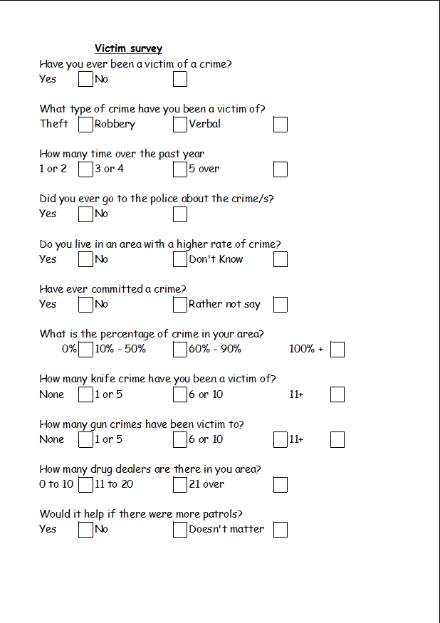 Survey questionnaire for thesis
